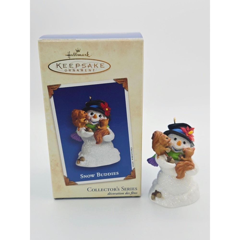 Hallmark Keepsake 2003 Snow Buddies Snowman Squirrels Ornament Tammy Haddix New